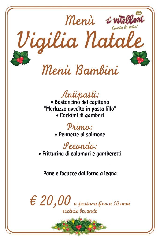 Menu Vigilia di Natale bambini